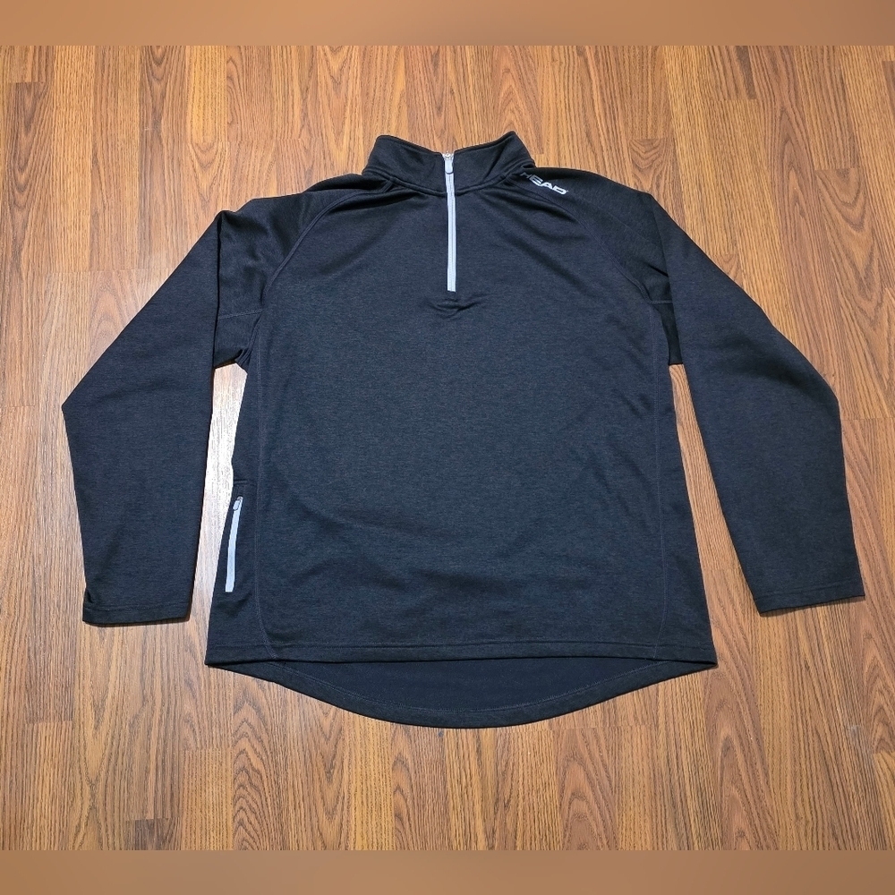 Head Men’s XXL Quarter-Zip Fleece-Lined Performance Sweater Black Logo D5